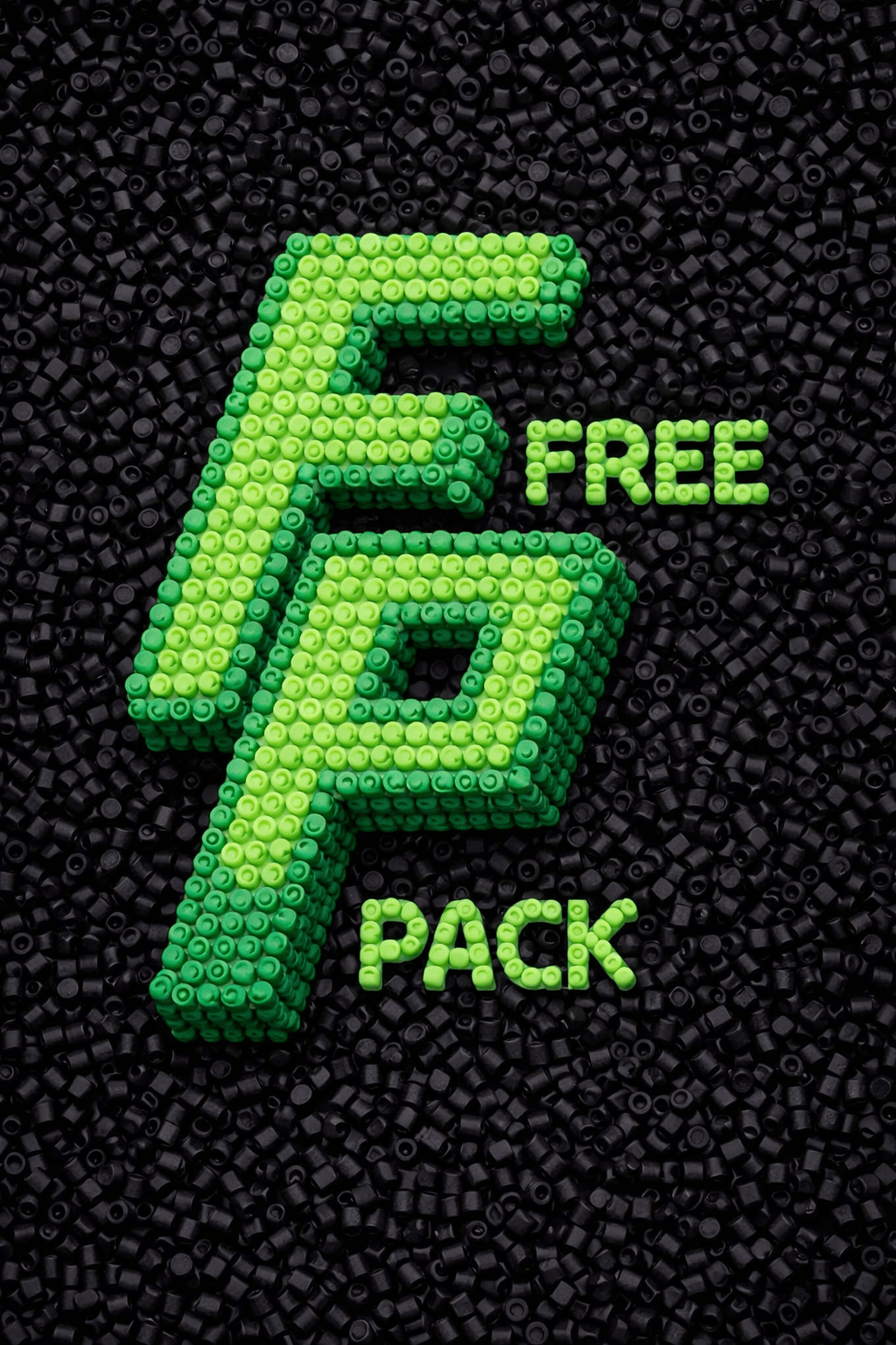 Logotipo 3D de Free Pack hecho con texturas de polietileno